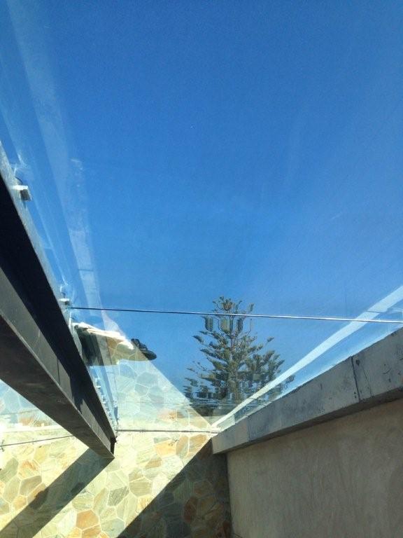 architectural glass roof from below